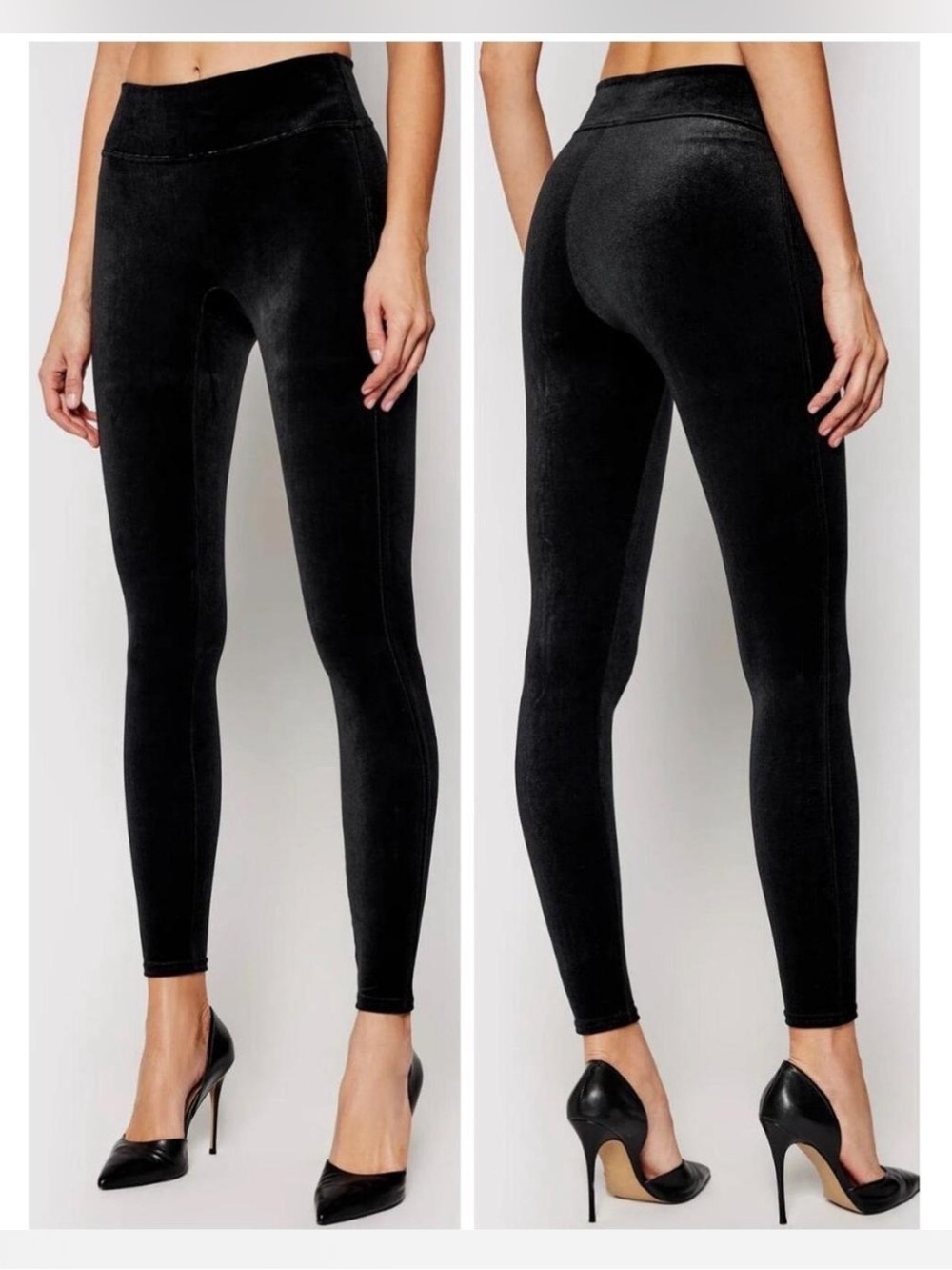 SPANX Black High-Waist Velvet Leggings